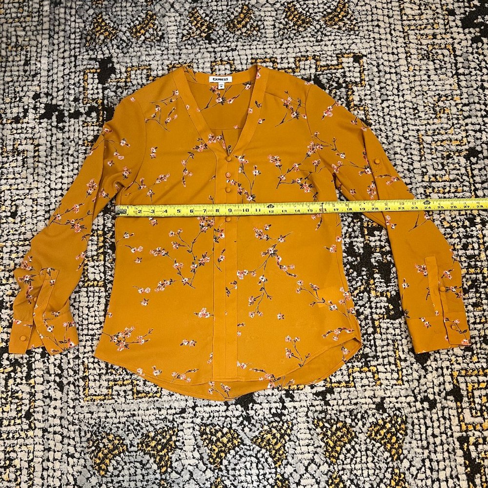 Express Women's V-Neck Button Front Floral Blouse - Size XS